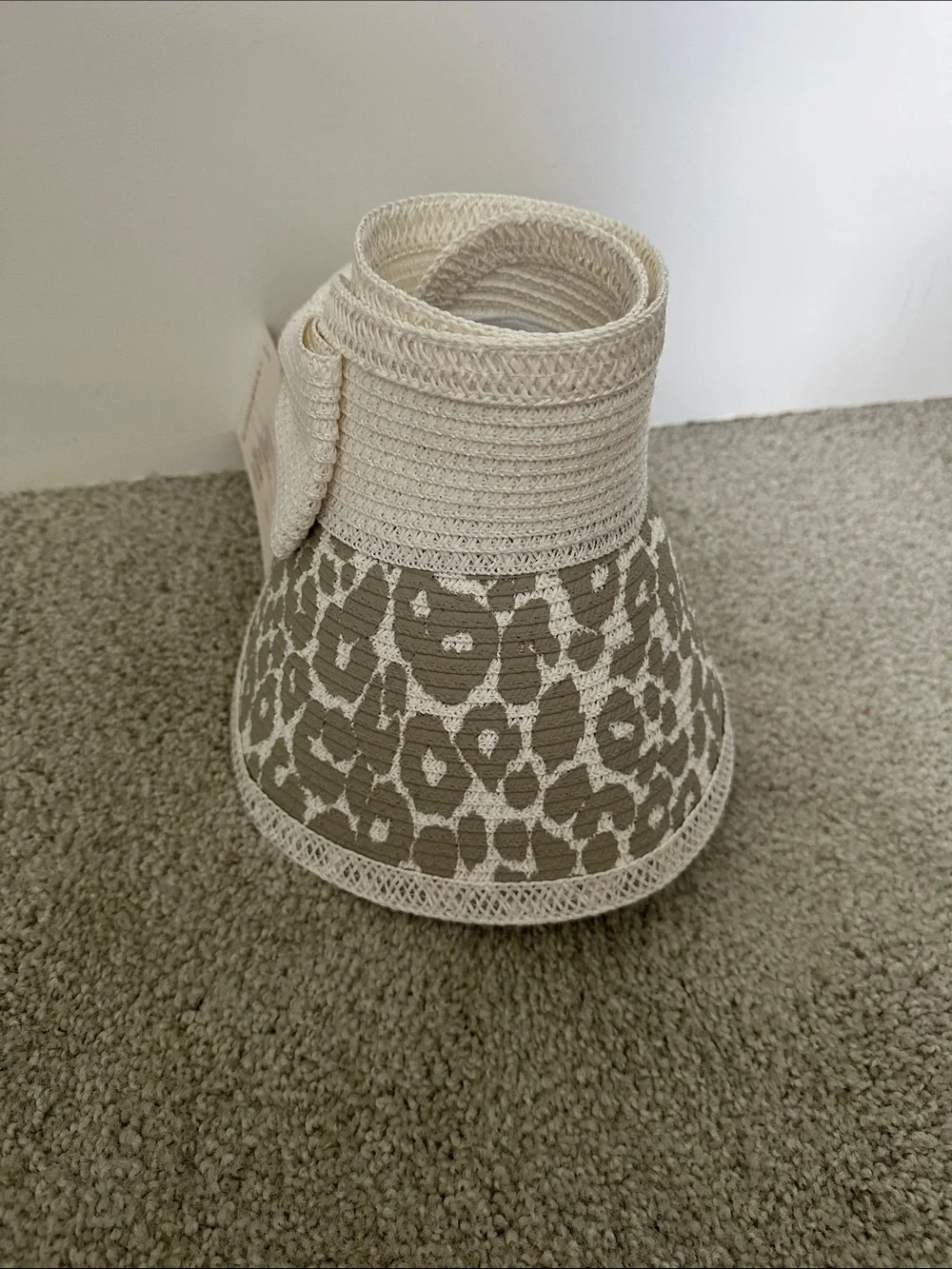 Marley Lilly Straw Visor with Beige Leopard Print